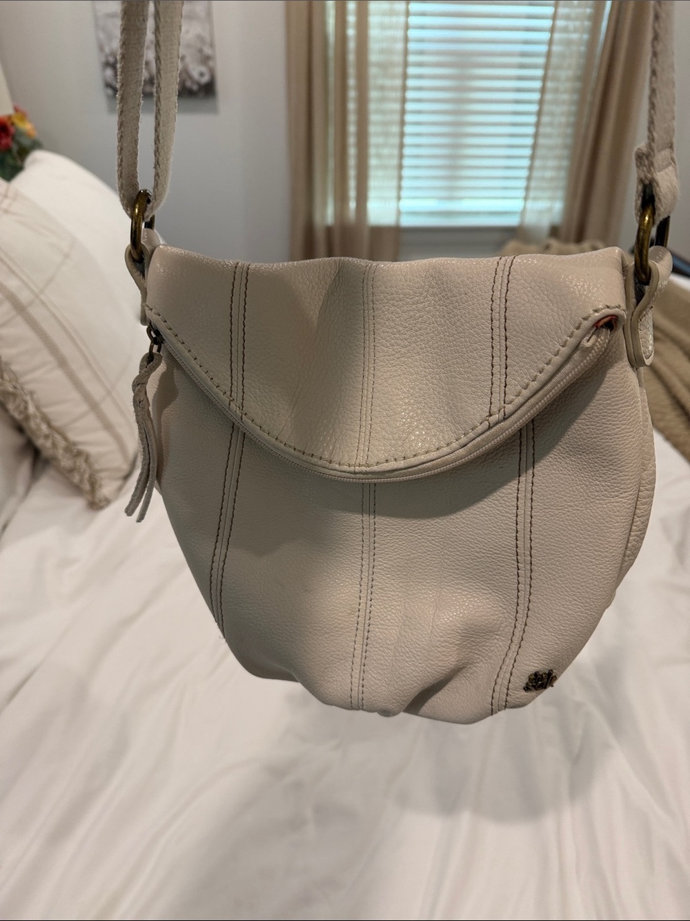 The Sak Cream Leather Crossbody Bag